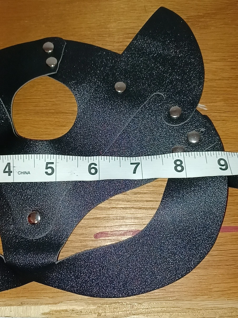 Black Studded Faux Leather Cutout Cat MASK